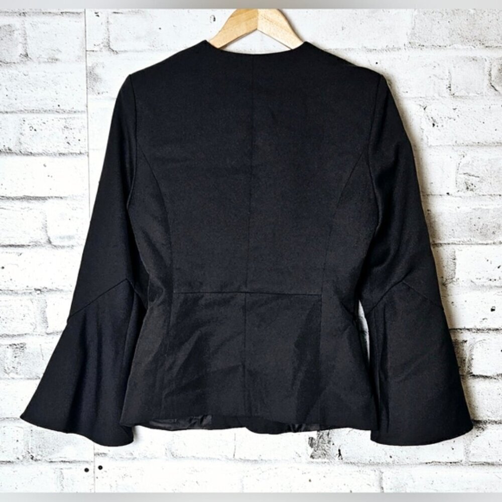 Another Story Black Open Front Bell Sleeve Blazer Medium Business Casual - Picture 3 of 9